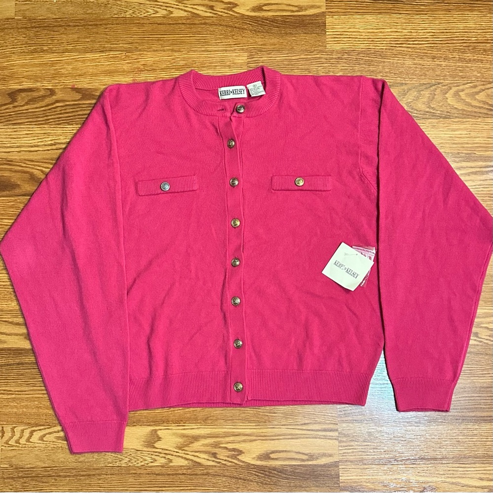 KERRI N KELSEY Women's Vibrant Pink Cardigan Sweater